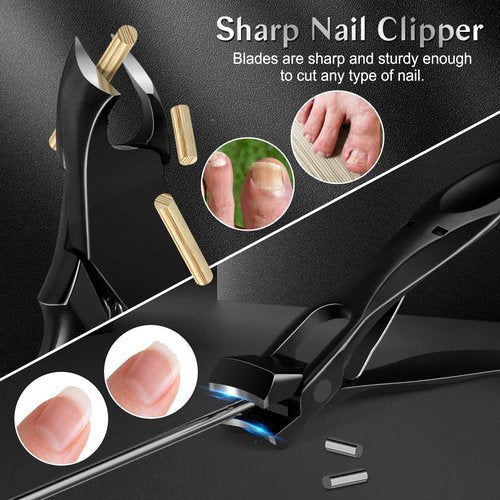 LEYOUFU Toenail Clippers for Seniors Thick Nails, Professional Ingrown Toe Nail Clippers Tools, Wide Jaw Opening Finger Nail Cutter 5-in-1 Heavy Duty Nail Clipper Kit Gifts for Men & Women Adult