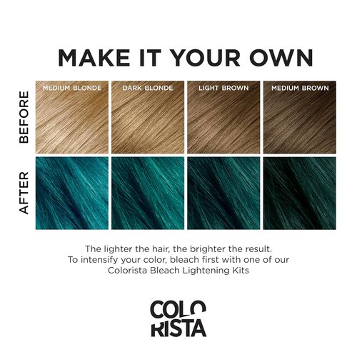 L'Oreal Paris Colorista Semi-Permanent Hair Color - Teal Color Depositing Mask for Brunettes