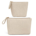 MAGEFY 2Pcs Makeup Bag Set, Cute Makeup Pouch for Purse Corduroy Travel Cosmetic Pouch for Women with Slip-in Pockets for Purse Essentials Accessories(Beige,Mini+Small)