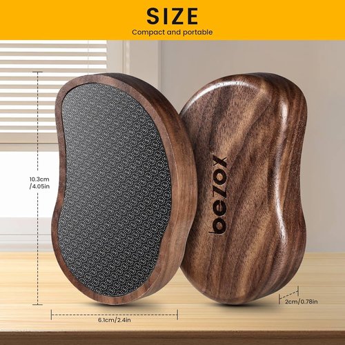 BEZOX Glass Foot File - Nano-Glass Pumice Stone Foot Scrubber, Heel File Callus Remover for Silky Smooth Feet, Portable Pedicure Tool for Summer & Vacation - Walnut Wood Handled