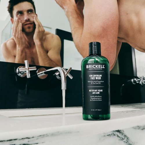 Brickell Men's Acne Face Wash - Natural & Organic Formula with 2% Salicylic Acid | 6 Ounces for Clear Skin
