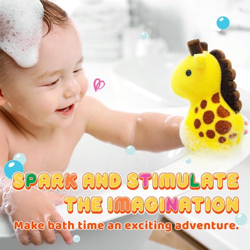 Spongentle Baby Bath Sponge Gift Set - Animal Kingdom Sponge 3 Pack - Bath Essentials for Baby Boys Girls Infants, Gifts for Newborn and Kids, Must Have Toy Accessories for Bathing