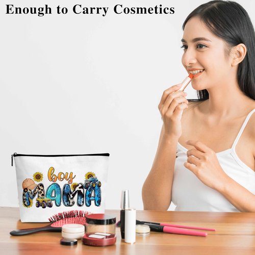 Cazhes Boy Mom Gifts for Mama, Mothers Day Makeup Bag with Zipper, Mother Birthday Gift Cosmetic Bags for Women from Son - D21