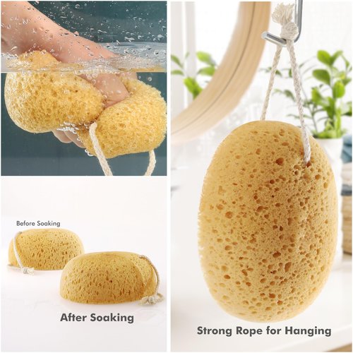 Azymi Bath Sponge, 2Pcs Large Shower Sponges for Women Men, Exfoliating Sponge Face Body Puff with Dense Foam for Gentle & Deep Cleansing, Ultra-Soft for Sensitive Dry Skin
