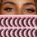 False Eyelashes - 10-Pack Mink Lashes - Wispy Lashes – Natural Looking Dramatic 3D Effect Fake Lashes – Fake Eyelashes Kit – Lightweight False Lashes - Faux Cat Eye Lashes - Lash Strips (6D-05)