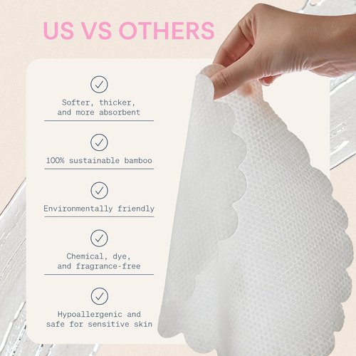 Skinny Confidential Disposable Face Towels - Silky Soft & Highly Absorbent 50 Count - Premium Rayon from Bamboo for Sensitive Skin