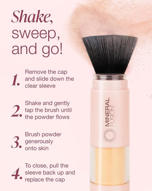 Mineral Fusion Brush-On Powder Sunscreen SPF 30 - Translucent Natural Daily Sun Care | Hypoallergenic & Travel Friendly