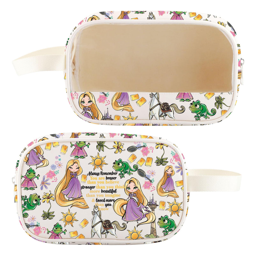 WZMPA Princess Hair & Sun Cosmetic Bag Fairy Tales Fans Gift You Are Braver Stronger Beautiful Than You Know Hair Movie Makeup Zipper Pouch Bag (Always Hair-CMB)