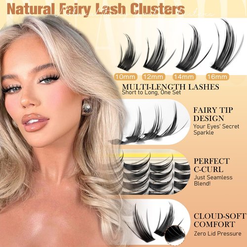 Manga Lash Clusters Fairy Eyelash Clusters Natural Cluster Eyelash Extensions Wispy 10-16mm Lashes Clusters C-Curly Anime Lashes 208pcs Spiky Eyelashes Clusters by Ruairie