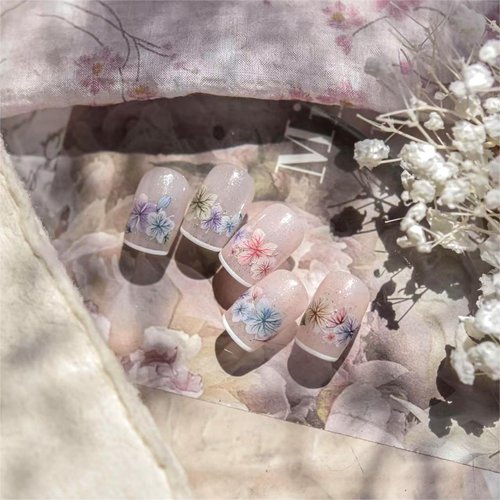 Dedyel Dried Wildflowers Nail Stickers 5D Embossed Wildflower Nail Stickers Spring Summer Red Yellow Blue White Flower Design Nail Art Decoration for Women Girls Kids
