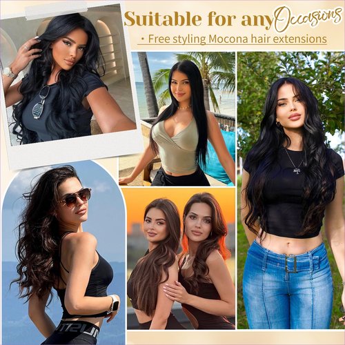 Mocona Clip in Hair Extensions Real Human Hair, Natural Black–18 Inch 7pcs 70g/Pack, Soft Remy Human Hair Clip in Extensions Straight for Women, Capable for all Occasions (#1B 18 Inch)