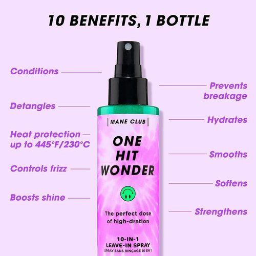 Mane Club One Hit Wonder Leave-In Spray - 10-in-1 Formula, Cruelty-Free & Vegan, 5.3 Oz