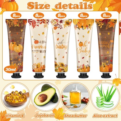 Dansib 40 Pcs Thanksgiving Baby Shower Hand Cream Bulk Hand Cream Gifts a Little Pumpkin Baby Shower Party Favors for Guests Travel Size Lotion Autumn Thanksgiving Wedding Birthday Party Supplies