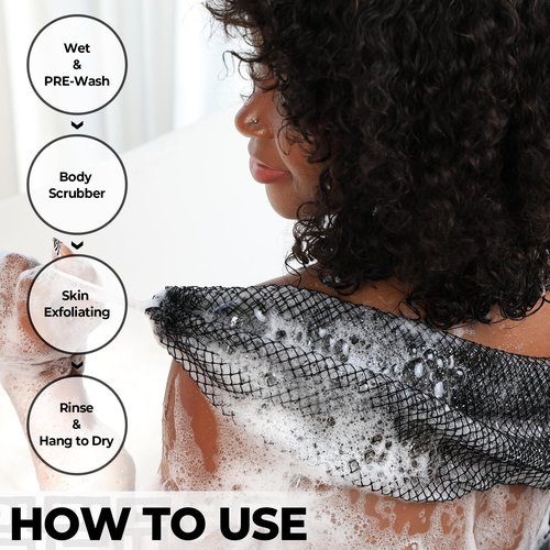 African Net Sponge Authentic - Exfoliating Back Scrub Bath Sponge with Knots - Afro Scrub Body Scrubber Exfoliator Washcloth - African Body Care Daily Use Shower Essentials