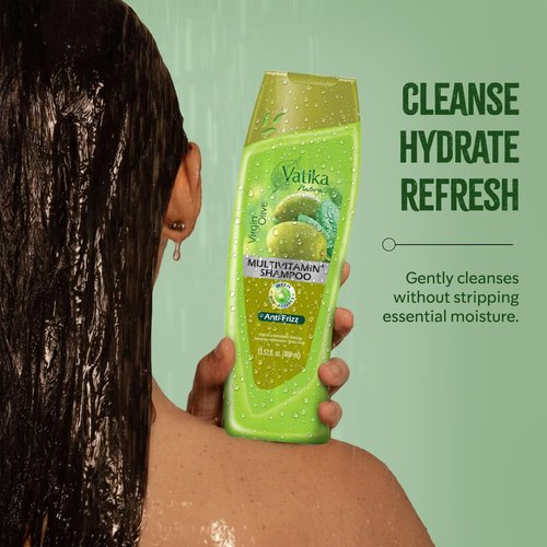 Vatika Naturals Olive Shampoo, Oil & Conditioner Combo, Deep Nourishment, Anti-Frizz & Hydration, Enriched with Virgin Olive Oil & Henna for Smooth, Soft & Radiant Hair, 400ml