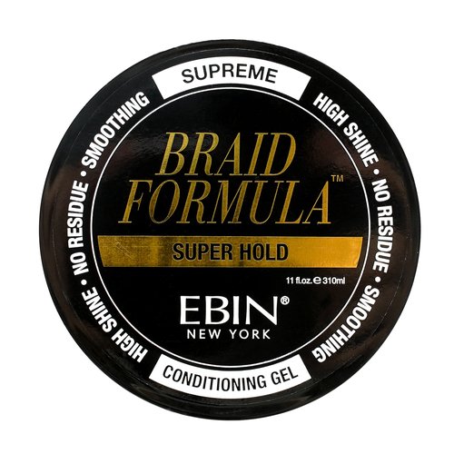 EBIN NEW YORK Braid Formula Conditioning Gel, Super Hold, 11 Oz | Great for Braiding, Twisting, Edges, No Residue, No Flaking, Strong Hold, High Shine, Smoothing with Clean, No Build-up