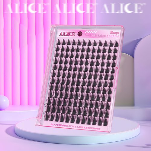 ALICE Manga Lash Clusters Wispy Cluster Eyelash Extensions with Spikes Anime Natural Eyelash Clusters Individual Lashes DIY at Home (144pcs/10-18mm/CD- Curly)