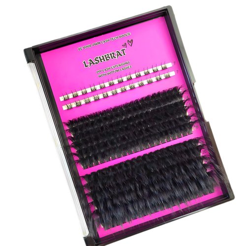 LashBrat DIY Volume Lash Clusters + Bottom Lashes 12-25mm Longest Thickest Eyelash Clusters 150D D curl Indivual Lashes Cluster Kit Wispy Cluster Spikes