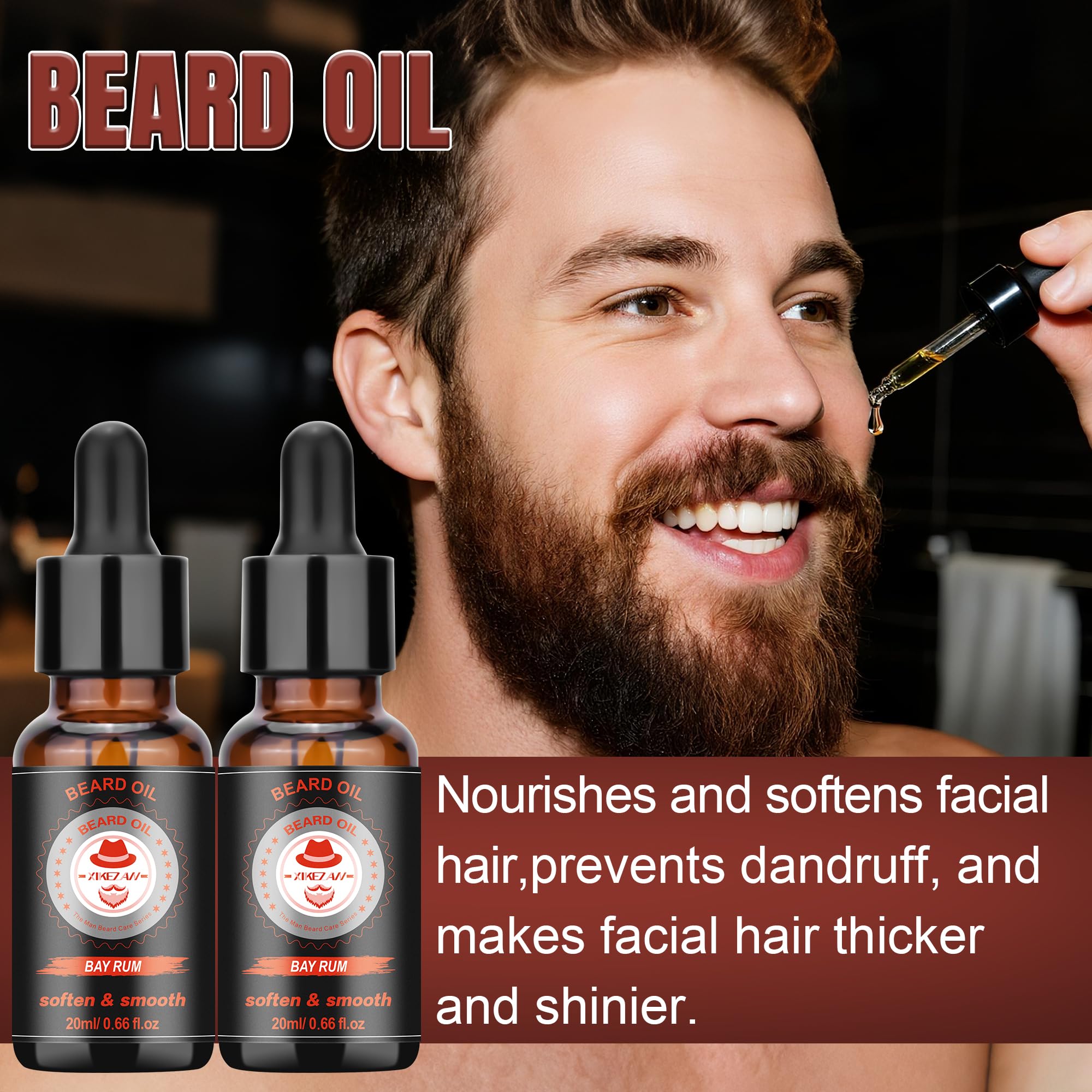 XIKEZAN Dad Birthday Gifts, Beard Care Kit with Bay Rum Beard Oils,Balm,Wash, Conditioner,Brush,Comb,Scissors,Valentines Fathers Mens Christmas Stocking Stuffers Gifts for Men Him Husband Boyfriend