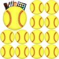 Reginary 12 Pcs Softball Makeup Bags Team Gift Round Sport Cosmetic Bags Canvas Softball Pouch Portable Makeup Pouch Travel Organizer for Women Men Team Player Travel