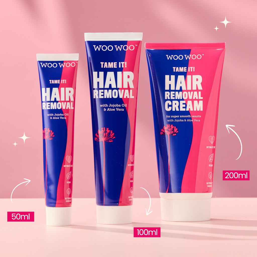 WooWoo Tame It! Natural Intimate Hair Removal Cream - Painless Vegan Hair Remover For Sensitive Skin - Depilatory For Genitals, Bikini, Legs & Bum - Women In-Shower Cream With Aloe Vera - 200ml