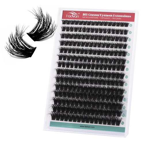 FADVAN Fluffy Thick Lash Clusters DIY Eyelash Extension 8-16mm C Curl 3D Lash Clusters 100D Wispy Individual Eyelash Extensions Clusters Lashes DIY Fluffy Lash for Beginners