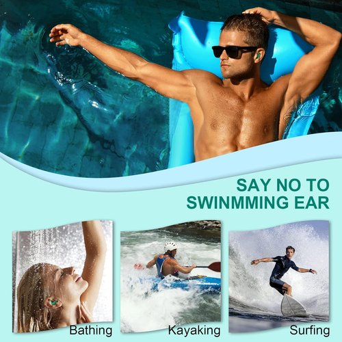 Skiennix Swimming Ear Plugs - Waterproof Reusable Silicone for Adults & Teens | 3 Pairs for Surfing, Snorkeling & Showering
