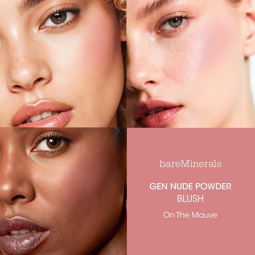 bareMinerals Gen Nude Powder Blush - Mineral-Based Pressed Powder with Blooming Blush Brush Bundle