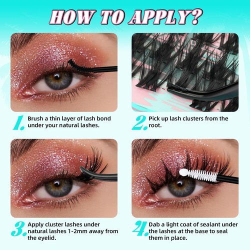 Fairy Lash Clusters Manga 144Pcs Eyelash Clusters Spiky Cluster Eyelash Extensions Individual Lashes Volume Anime Lash Clusters with Thin Band Lashes DIY at Home(Holiday,C-Mix8-18mm)