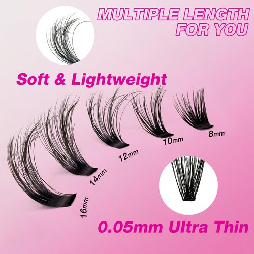 VEYESBEAUTY Lash Clusters UltraVolume Individual Lash Extensions One More+ 3D Layered DIY False Eyelash Tray 30D+40D Volume Cluster Lashes for Self Application at Home