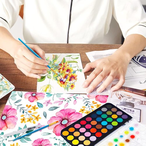 Blablaovy Watercolor Paint Set - 48 Washable Colors with Brushes & Palette | Ideal for Beginners & Kids