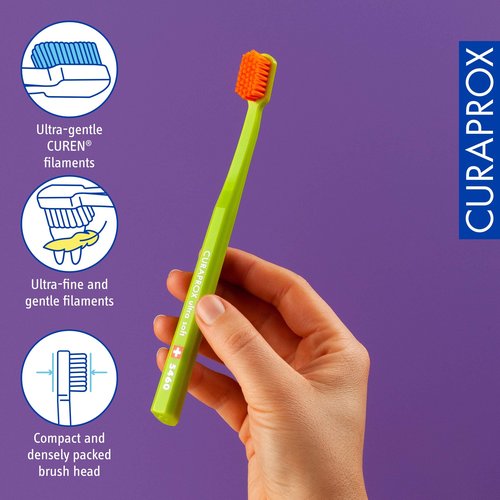 Curaprox CS 5460 Ultra-Soft Toothbrush – Adult Tooth and Gum Care | Super Soft Curen® Bristles for Gentle Cleaning | Blue-Purple, Single Pack
