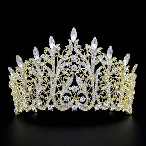 Gold Tiara for Women Large Rhinestone Crown for Pageant, Wedding, Quinceanera, Birthday, Prom, Homecoming, Costume