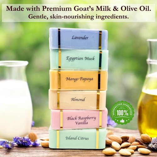 The Grecian Soap Company Goat Milk and Olive Oil Bar Soap – 6-Pack (5 Ounces Each, total 30ozs.) – Moisturizing Body Wash, Bar Soap for Bath and Shower, Goat Milk, Non-Toxic, Made in USA