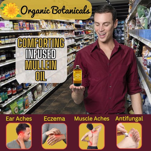 Pure Organic Mullein Oil - Organic Mullein Ear Oil Drops - Natural Ear Care Solution for Earaches, Tinnitus, and Kids - Herbal Mullein Extract Liquid for Soothing Relief (0.5oz)