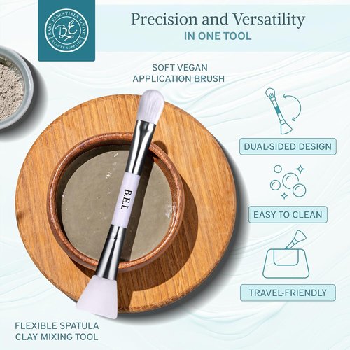 Bare Essentials Living - Clay Face Mask Brush | Dual Soft Silicone Applicator Tool, White
