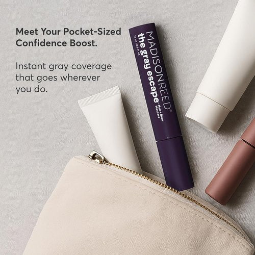 Madison Reed Gray Escape Hair & Brow Mascara - Quick-Dry, Smudge-Proof Gray Coverage, Dark Brown - 15mL