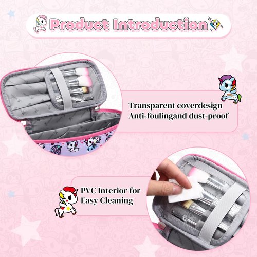 Tokidoki Official Licensed Travel Makeup Bags Toiletry Bags for Women Cosmetic Organizer Bag Large Capacity Travel Makeup Case Organizer