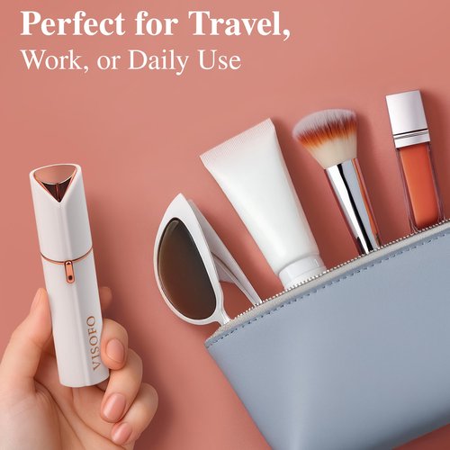 Facial Hair Removal for Women | Upper Lip Mustache Remover Device Face Shaver Woman Chin Peach Fuzz Electric Trimmer Dermaplane Female Razor Ladies Tweezers Lady Epilator Girls by VISOFO (White)