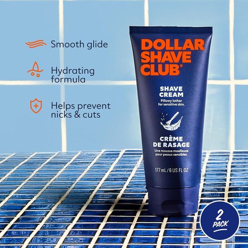Dollar Shave Club | Hydrating Shave Cream for Sensitive Skin - 6 Ounce (Pack of 4)