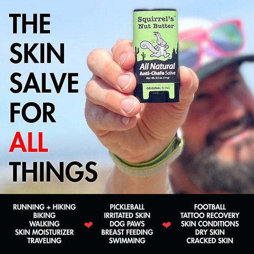Squirrel's Nut Butter Anti Chafe Stick | All Natural Chafe Prevention & Skin Care for Athletes, Runners & Adventurers | Thighs, Arms, Pack Straps & More | 2.7 oz