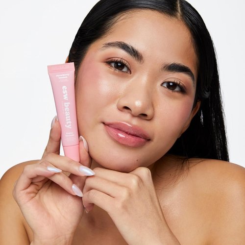 ESW Beauty Strawberry Banana Smoothie Lip Treatment - Hydrating Soft Pink Nude Tint with Shea Butter & Hyaluronic Acid