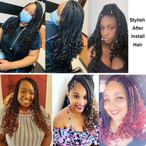 7 Packs 18 Inch Boho Goddess Box Braids Crochet Hair for Black Women (1B/30/27#, 18 Inch (Pack of 7))