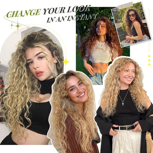 Natural Curly Hair Topper for Women-20inch Lightweight & Breathable Topper Hair Pieces for Thinning Hair, Heat Resistant Fiber Wiglet with Lace Edge to Blending well, Perfect for Daily Use & Styling