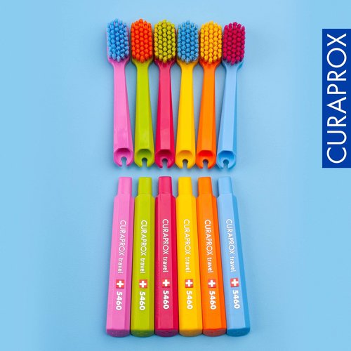 Curaprox CS 5460 Toothbrush Heads – for Travel Set | Ultra Soft Plaque Removal |Orange-Yellow| Refill Duo-Pack