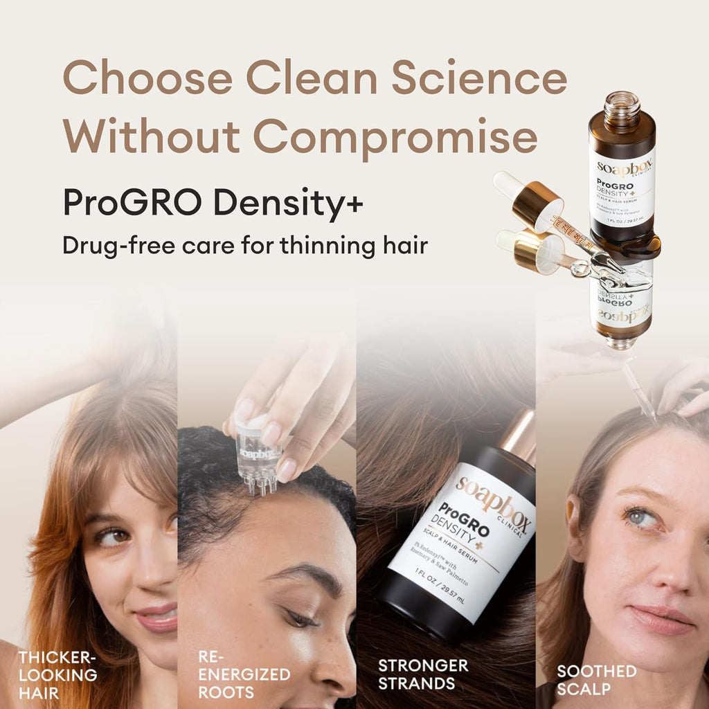 Soapbox ProGRO Density+ Scalp & Hair Growth Serum - Clinically-Tested Formula with Redensyl & Caffeine | 1 oz Supply