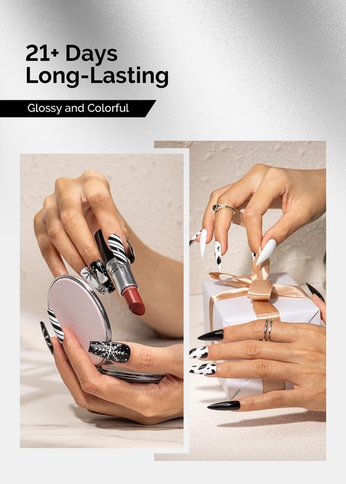 MelodySusie Thick Gel Nail Polish Set- 2 Pcs 15ML Black & White Gel Polish Set Soak Off UV LED White Gel Polish Christmas Gift for Women Nail Art Manicure Salon DIY Nail Design Decoration at Home
