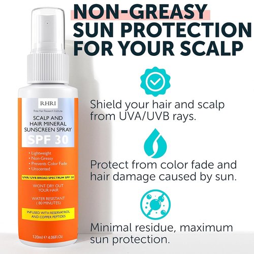 Premium SPF 30 Hair Sunscreen Spray - Non-Greasy UV Protection for Hair & Scalp | Prevents Color Fade & Dryness | 4 oz