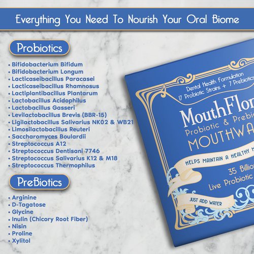 Probiotic & Prebiotic Mouthwash for Adults | Dry Mouth and Oral Thrush Relief | Gum Health Mouthwash | 30 Pack