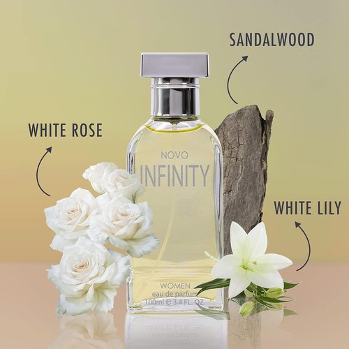 NovoGlow Infinity Eau De Parfum for Women - 3.4 Oz | Refreshing Citrus Floral & Musk Fragrance, Perfect Gift